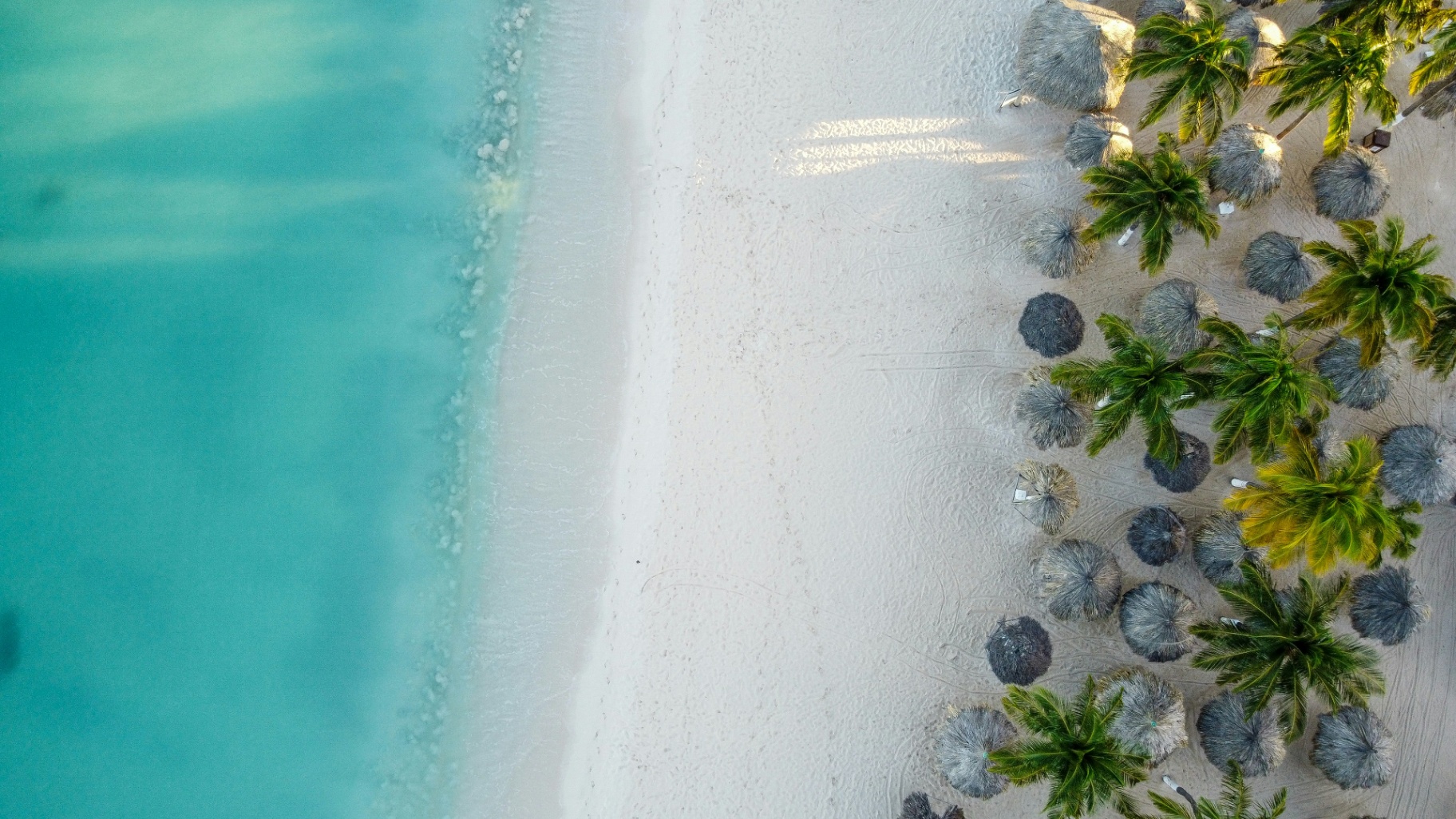 Eagle Beach Aruba — Wide white-sand beach with iconic thatched palapas.